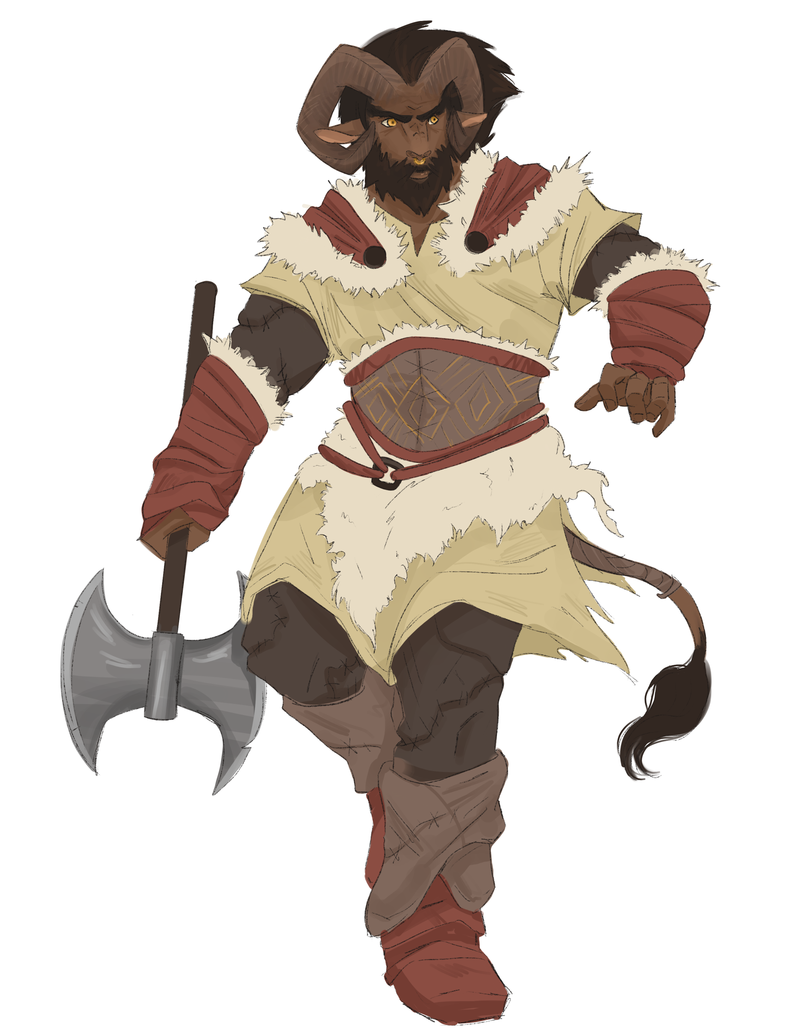 Concept art illustrating Minotaur typical appearance.